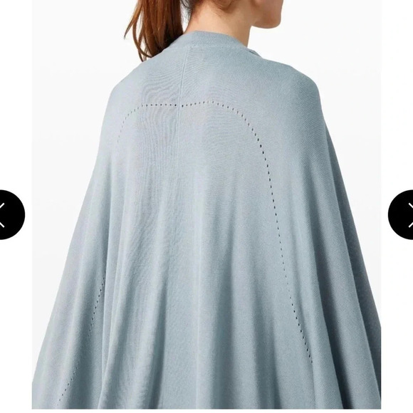 Lululemon Open Mind Lightweight Silk Blend Wrap Poncho/Cape One Size Blue Cast - Picture 4 of 13